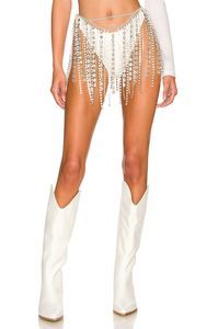 NEW Camila Coelho Penny Skirt in Silver Size M REVOLVE MSRP $218